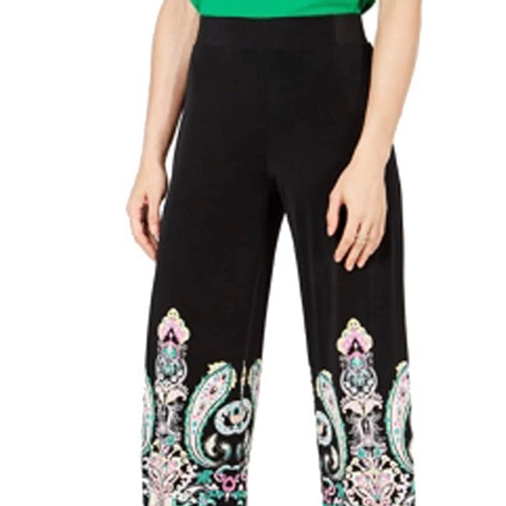 INC Petite Printed Cropped Wide-Leg Pants